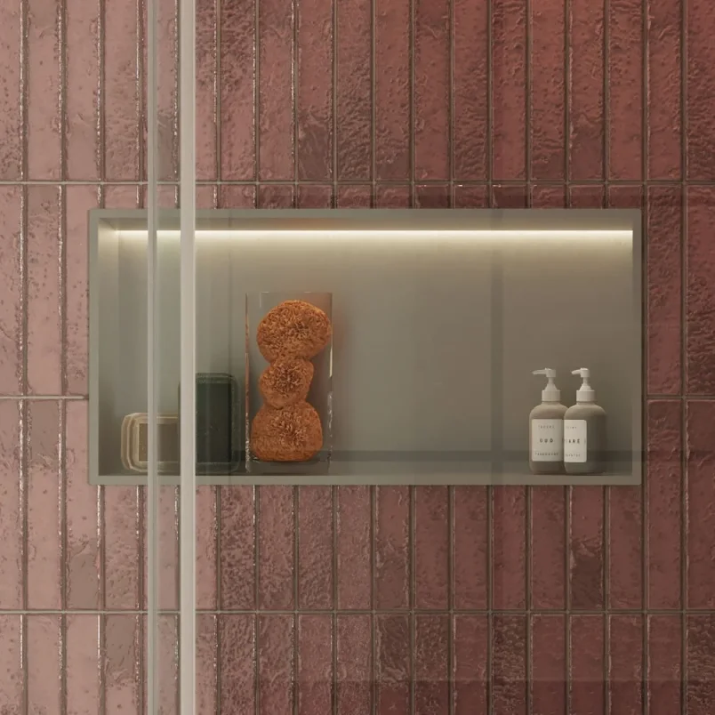 Crosswater Niches 610 X 305mm With Led Light Strip Brushed Stainless detail view - Image 2