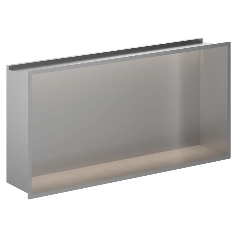 Crosswater Niches 610 X 305mm With Led Light Strip Brushed Stainless detail view - Image 1