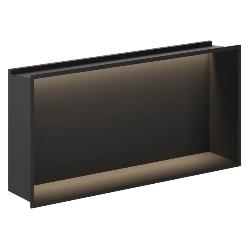 Crosswater Niches 610 X 305mm With Led Light Strip Matt Black detail view - Image 1