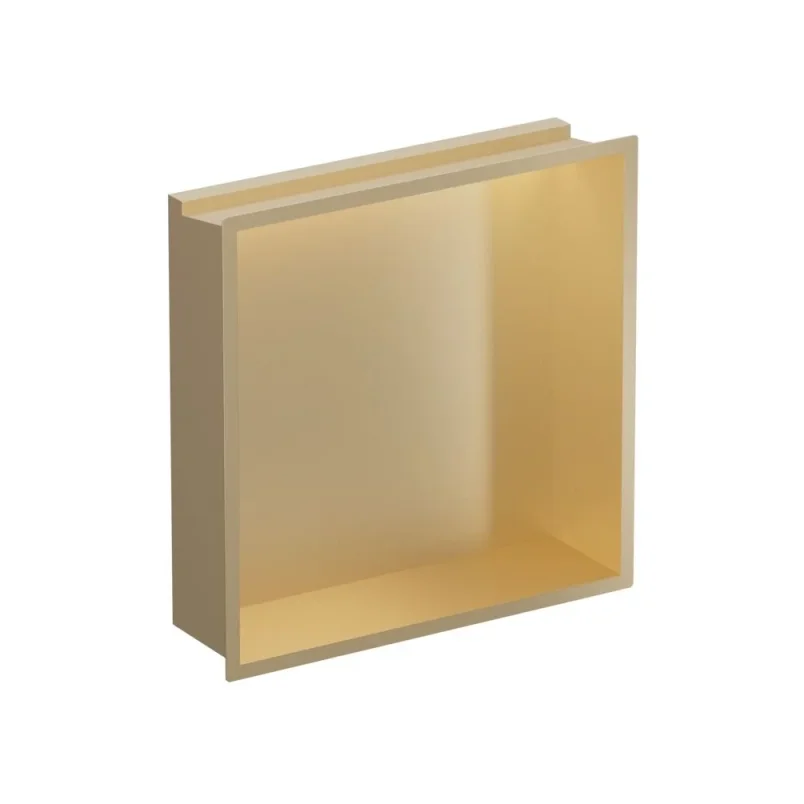 Crosswater Niches 305 X 305mm X 80mm With Led Light Strip Brushed Brass detail view - Image 1