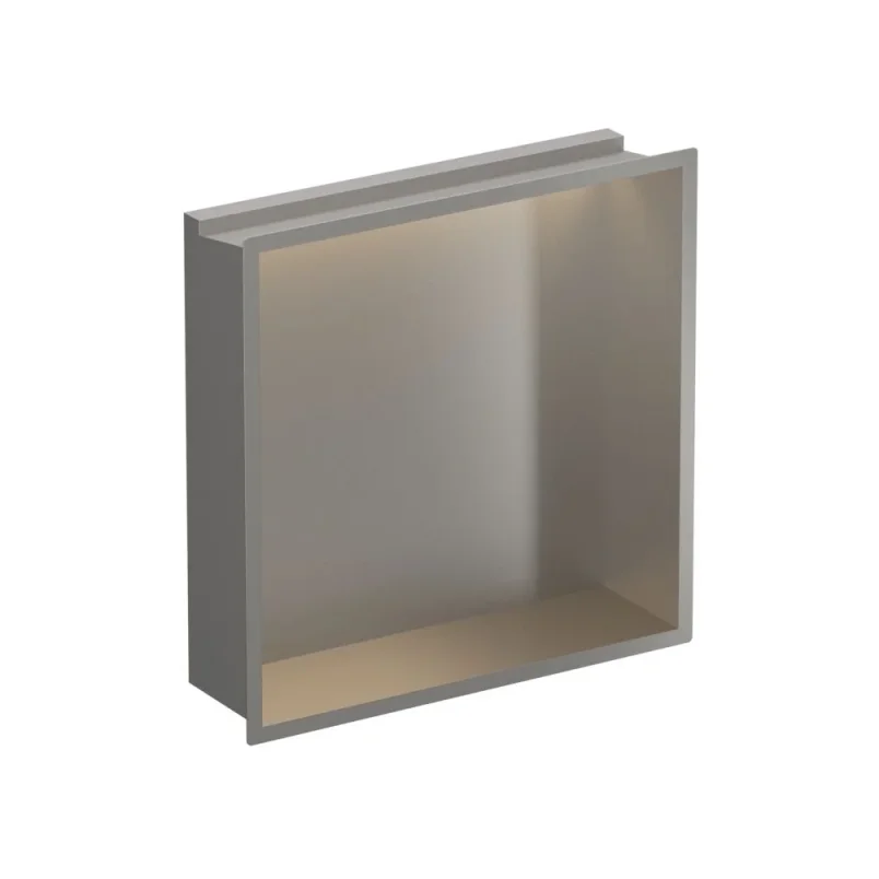 Crosswater Niches 305 X 305mm X 80mm With Led Light Strip Brushed Stainless detail view - Image 1