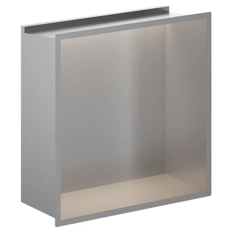 Crosswater Niches 305 X 305mm With Led Light Strip Brushed Stainless detail view - Image 1
