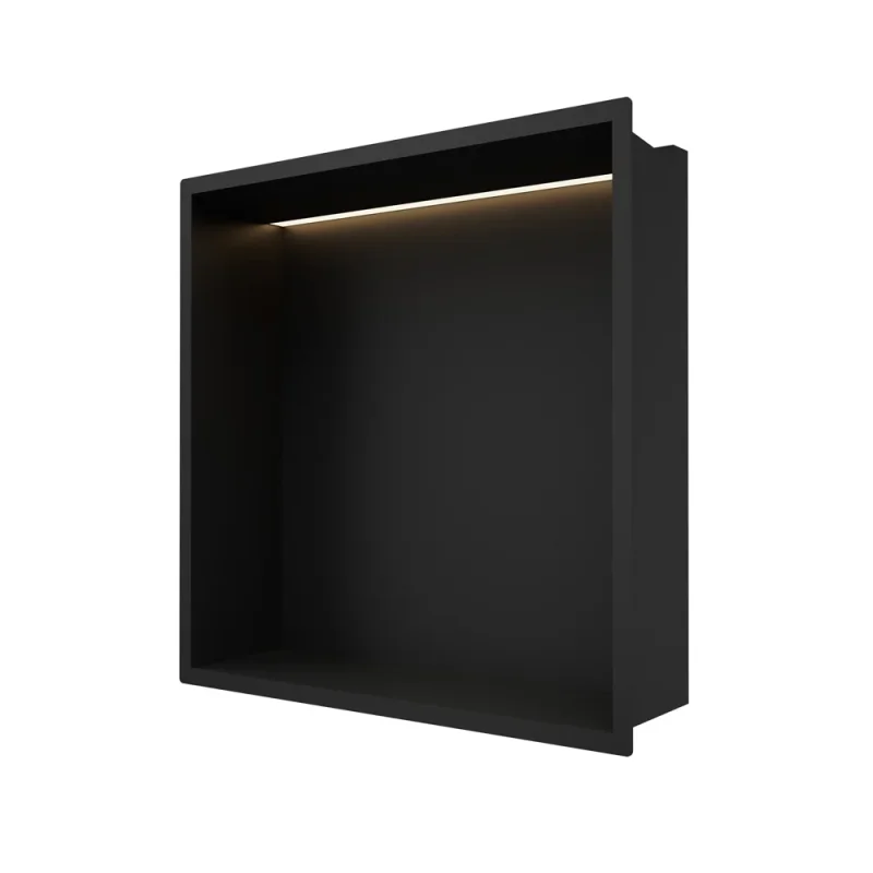 Crosswater Niches 305 X 305mm With Led Light Strip Matt Black detail view - Image 1