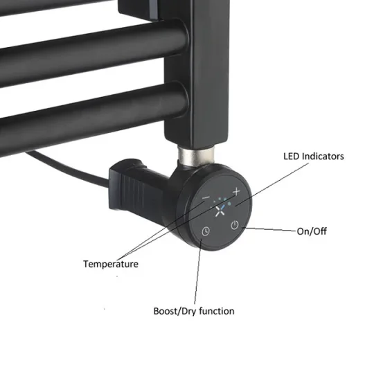 Crosswater MPRO Towel Warmer 430x900 All Electric Right Hand Matt Black detail view - Image 2