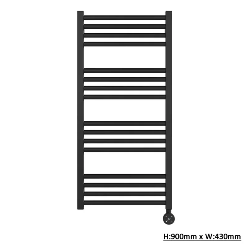 Crosswater MPRO Towel Warmer 430x900 All Electric Right Hand Matt Black detail view - Image 1