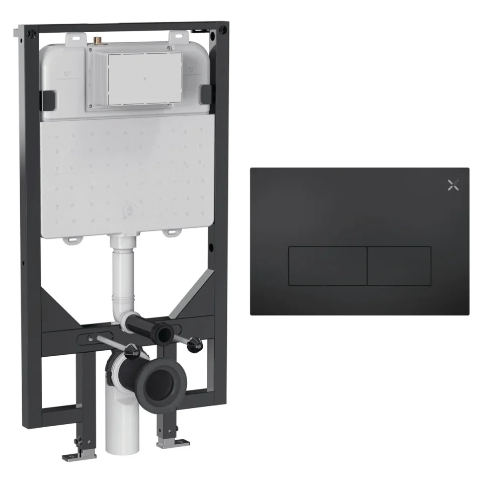 Crosswater Mpro Stainless Steel Frame Set 5 Matt Black detail view - Image 1