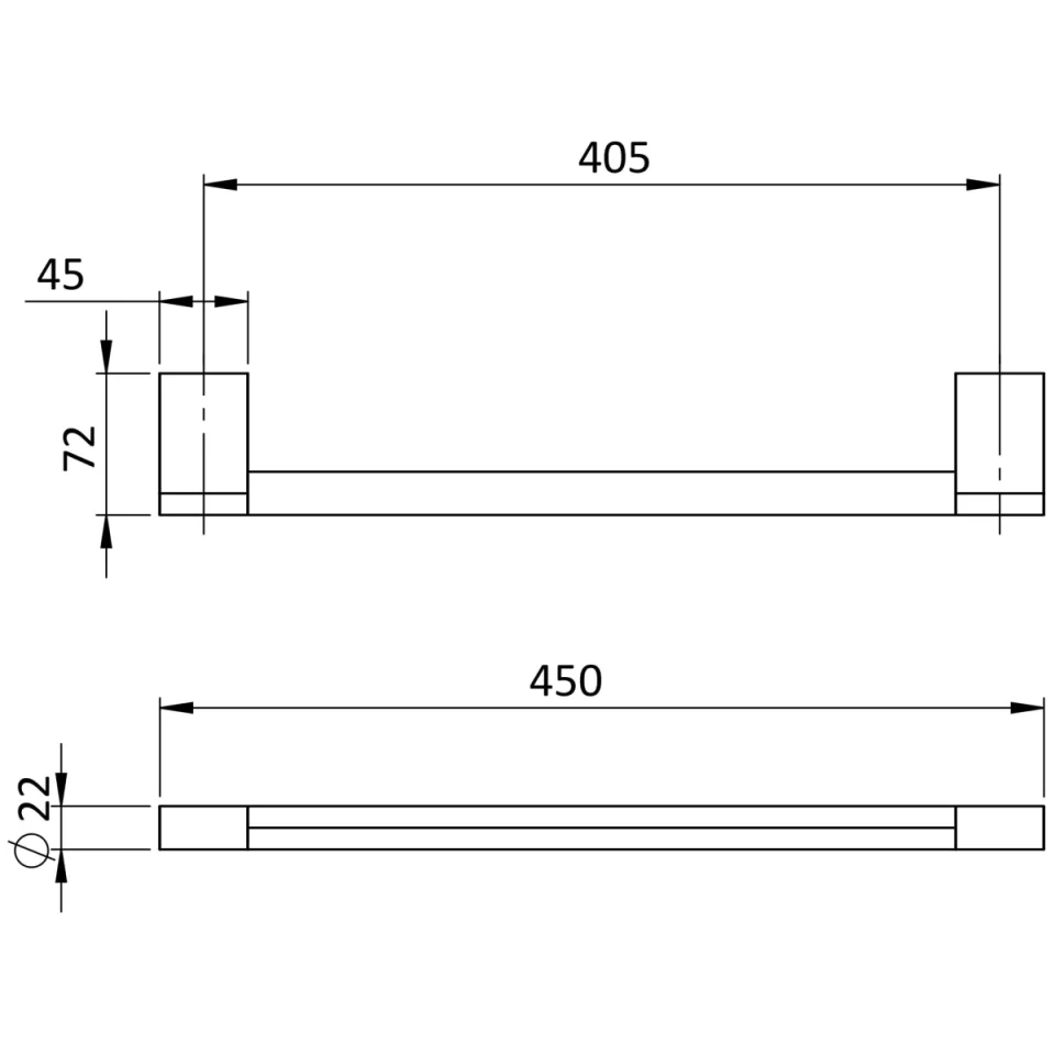 Crosswater MPRO Towel Rail 450mm Matt Black detail view - Image 2