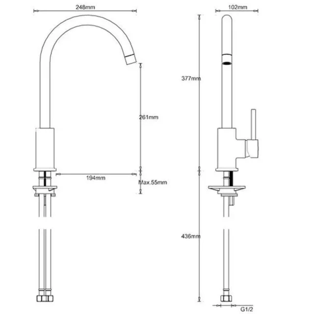 Crosswater MPRO Side Lever Kitchen Mix Brushed Brass detail view - Image 2