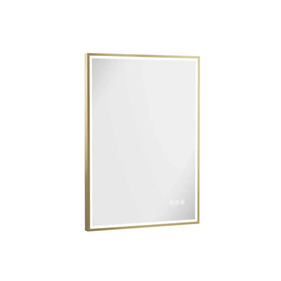 Crosswater MPRO Lit Mirror 500 x 700mm Brushed Brass detail view - Image 1
