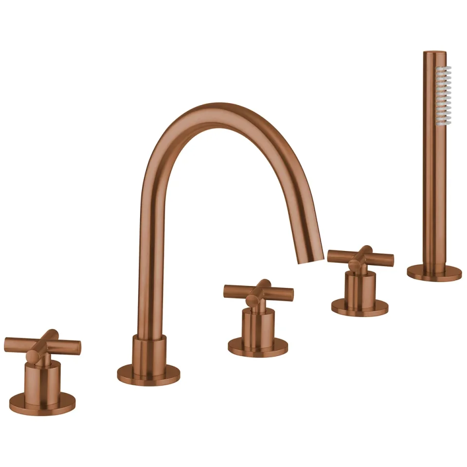 Crosswater MPRO Crosshead 5 Hole Bath Shower Mixer with Kit Brushed Bronze detail view - Image 1