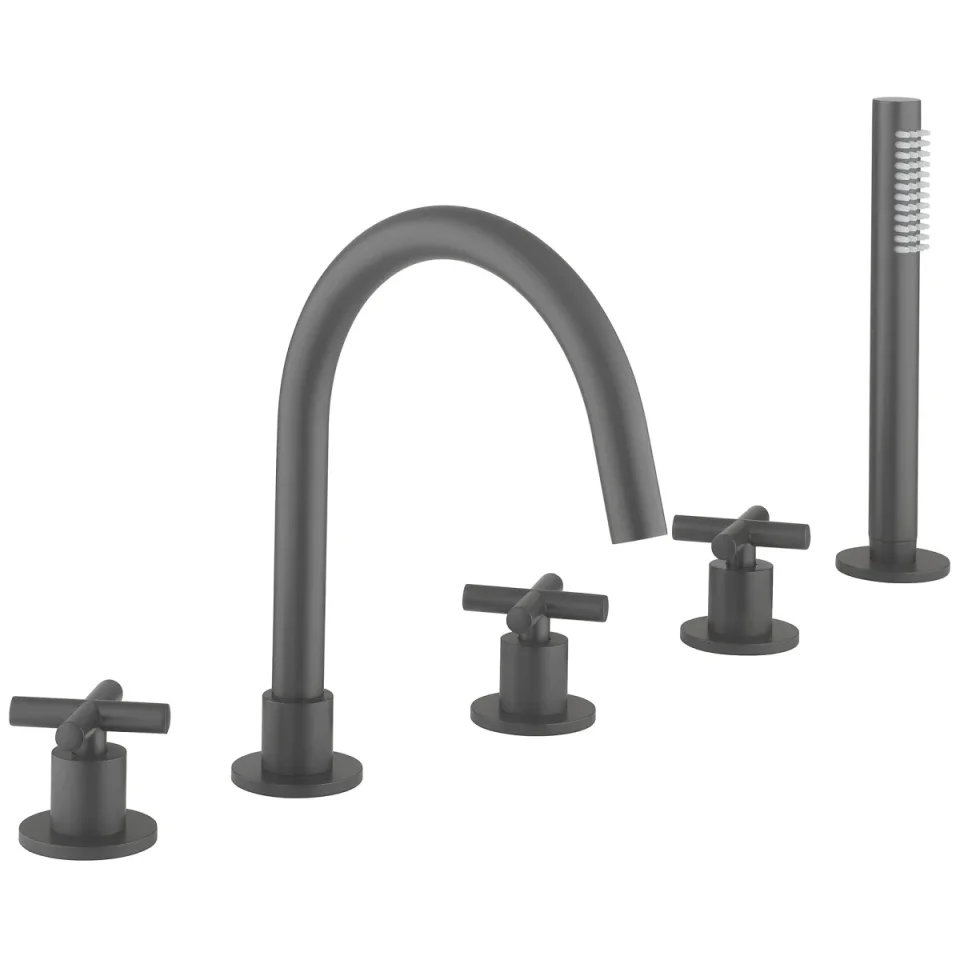 Crosswater MPRO Crosshead 5 Hole Bath Shower Mixer with Kit Slate detail view - Image 1