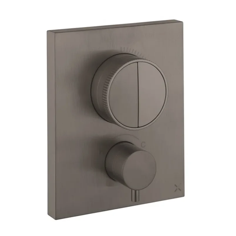 Crosswater Mpro Crossbox Push 2 Outlet Trim Slate detail view - Image 1