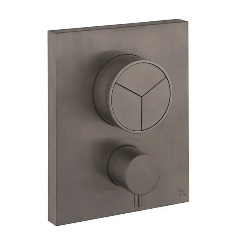Crosswater Mpro Crossbox Push 3 Outlet Trim Slate detail view - Image 1