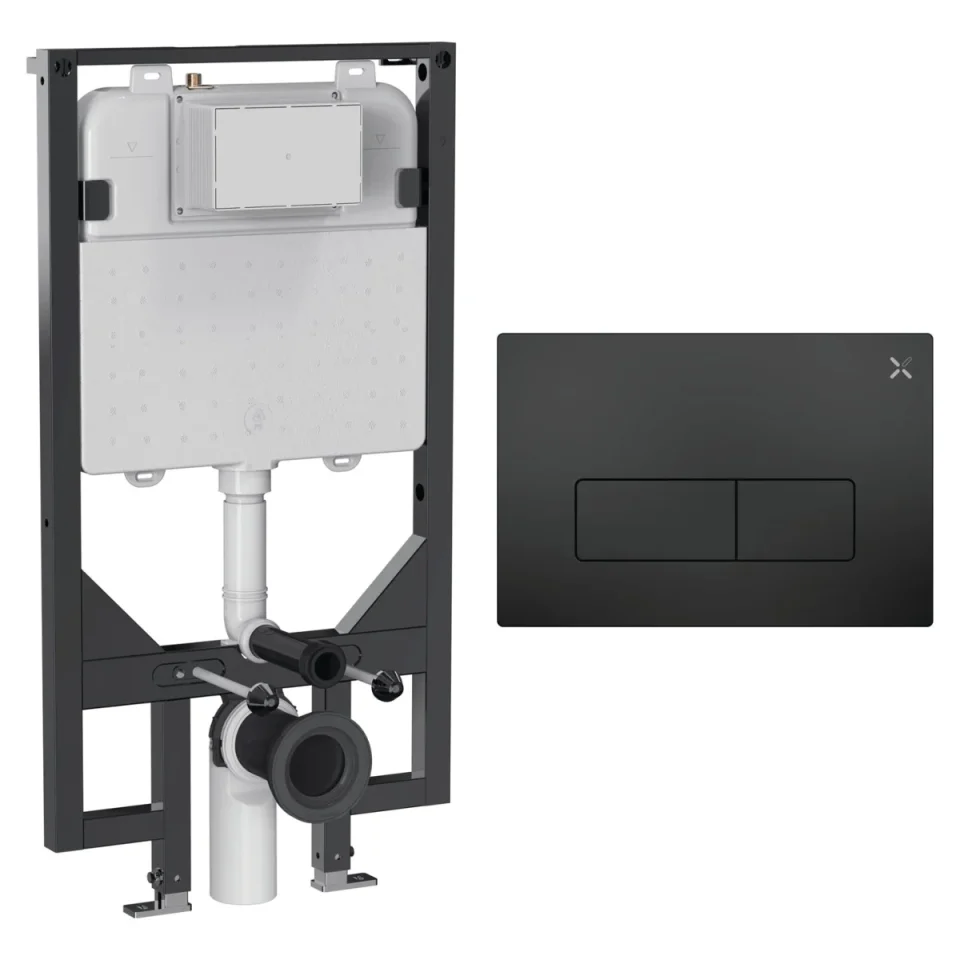 Crosswater Mpro Cistern Set 1 Matt Black detail view - Image 1