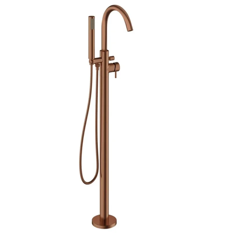 Crosswater Mpro Bath Shower Mixer Floor Standing Brushed Bronze detail view - Image 1
