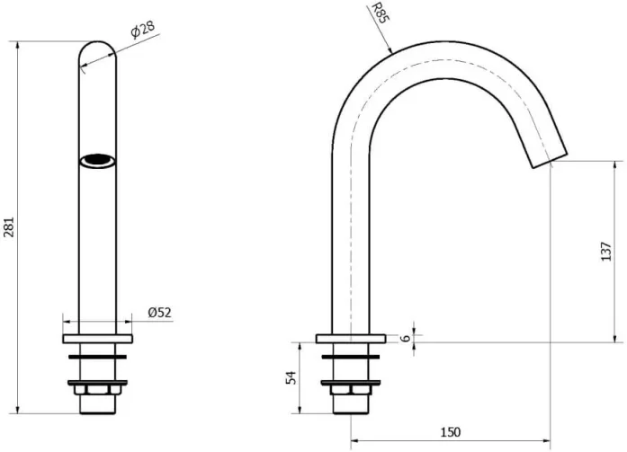 Crosswater Mpro Basin Spout Deck Mounted Sensor Chrome detail view - Image 3