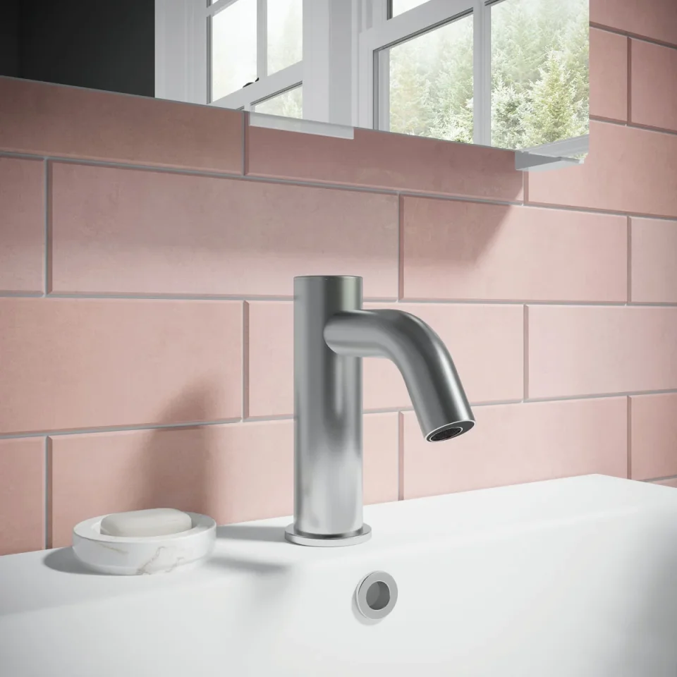 Crosswater Mpro Basin Mono Sensor Deck Mounted Stainless Steel Effect detail view - Image 2