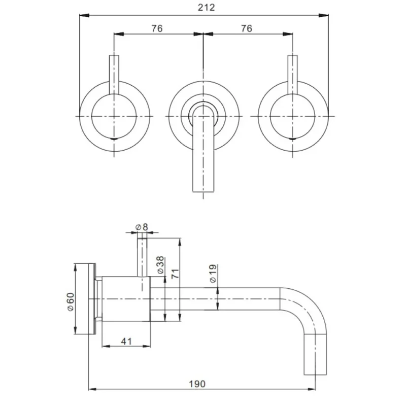 Crosswater MPRO Basin 3 Hole Trim Set Bronze detail view - Image 3