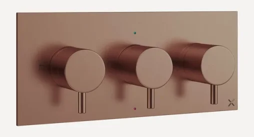 Crosswater Mpro 3 Handle Shower Handset Etched Trimset Landscape Brushed Bronze detail view - Image 1