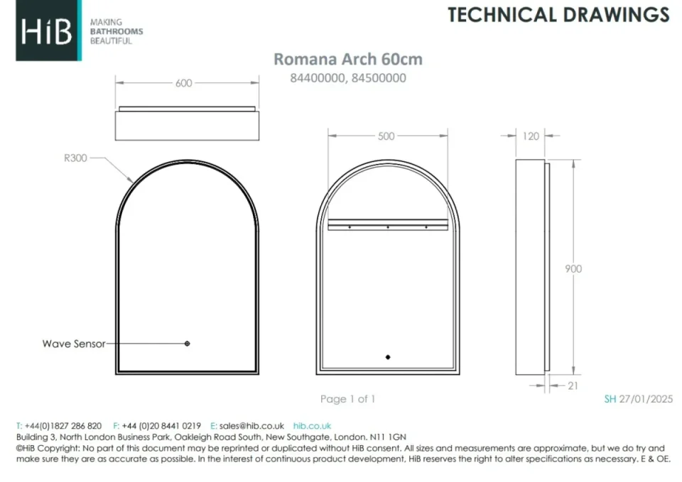 Hib Romana 60 Arch Cabinet Black H90 X W60 X D14.5cm - Image 3
