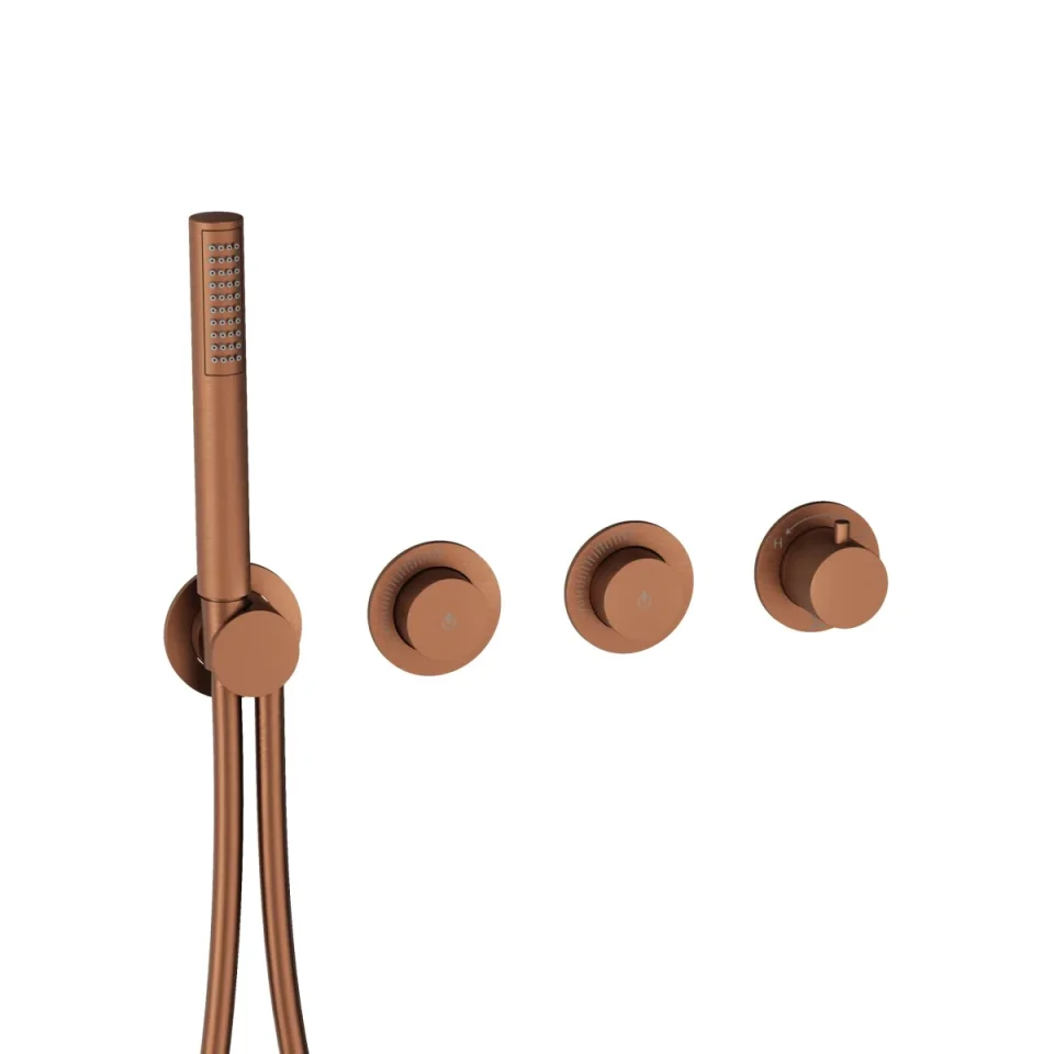Crosswater Module Mrpo Push 2 Outlet Trimset With Handset Brushed Bronze detail view - Image 1