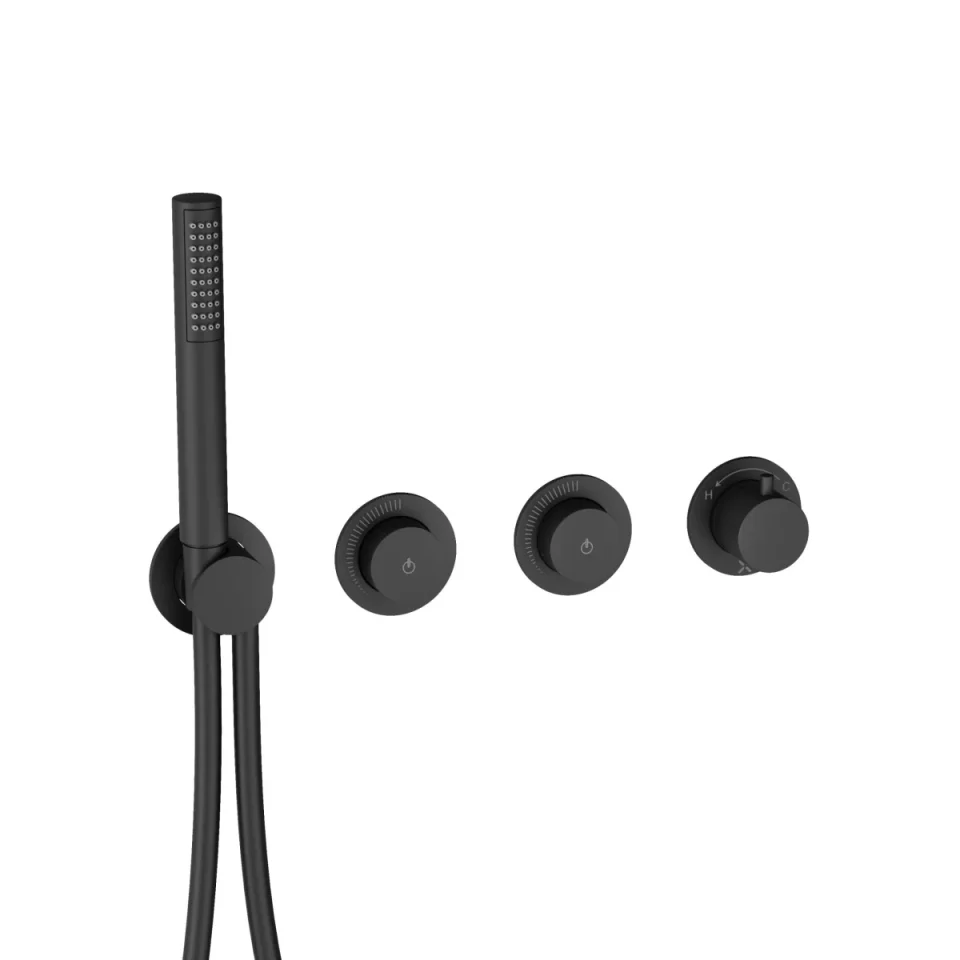 Crosswater Module Mrpo Push 2 Outlet Trimset With Handset Matt Black detail view - Image 1