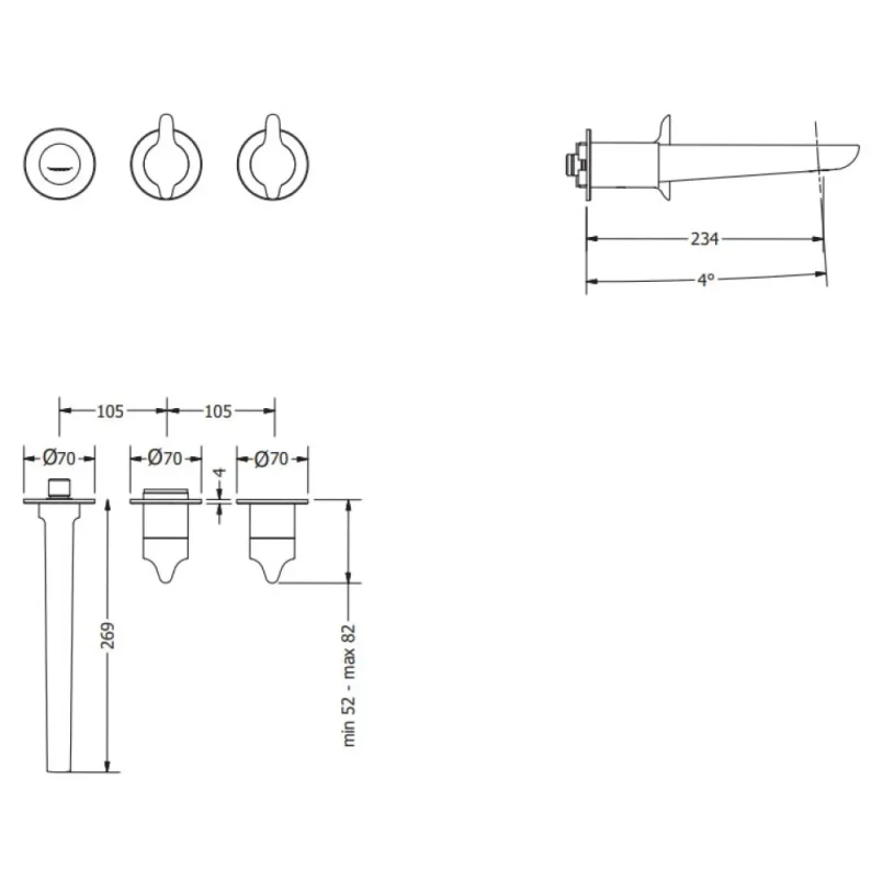 Crosswater Module Foile 2 Handle With Bath Spout Brushed Brass detail view - Image 2