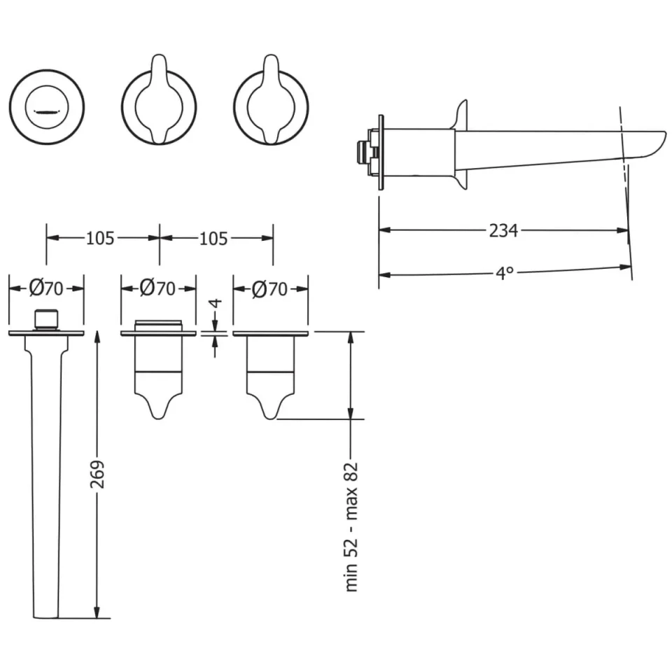 Crosswater Module Foile 2 Handle With Bath Spout Chrome detail view - Image 2