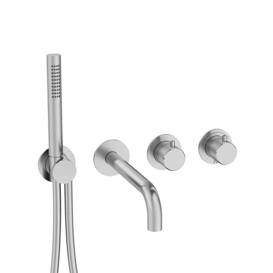Crosswater Module 3one6 2 Control Trimset With Bath Spout & Handshower Stainless Steel detail view - Image 1