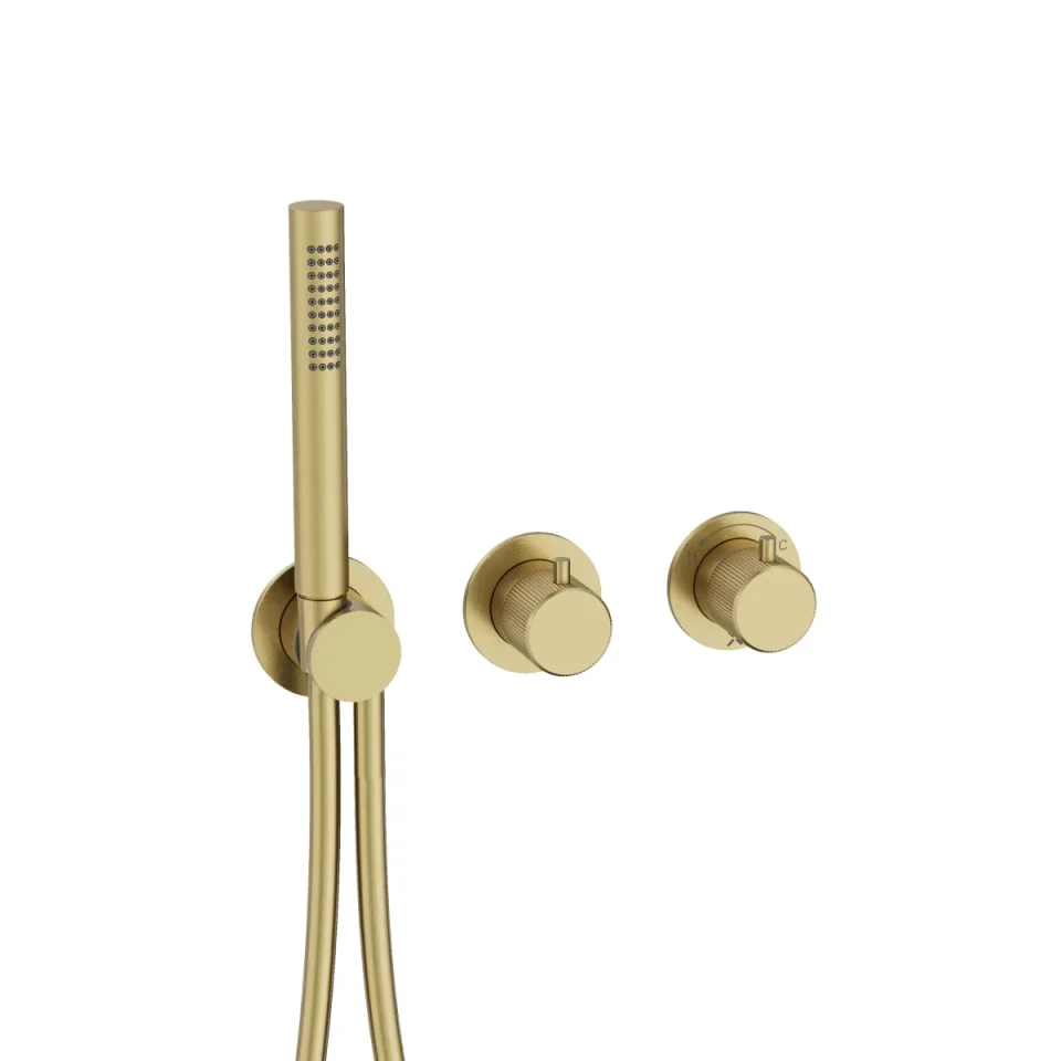 Crosswater Module 3one6 2 Control Trimset With Handshower Stainless Brushed Brass Effect detail view - Image 1