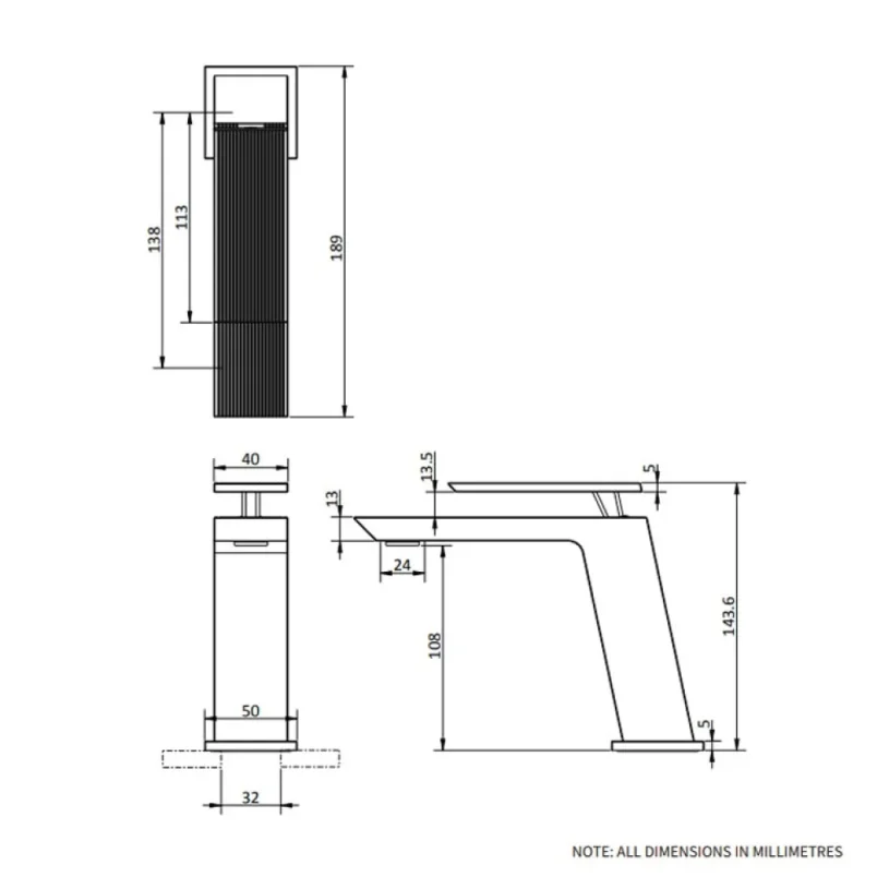 Crosswater Limit Basin Monobloc Brushed Brass detail view - Image 2
