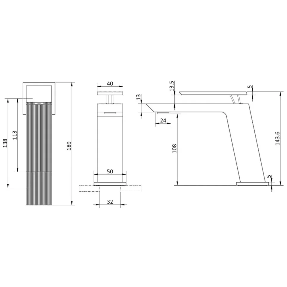 Crosswater Limit Basin Monobloc Matt Black detail view - Image 2