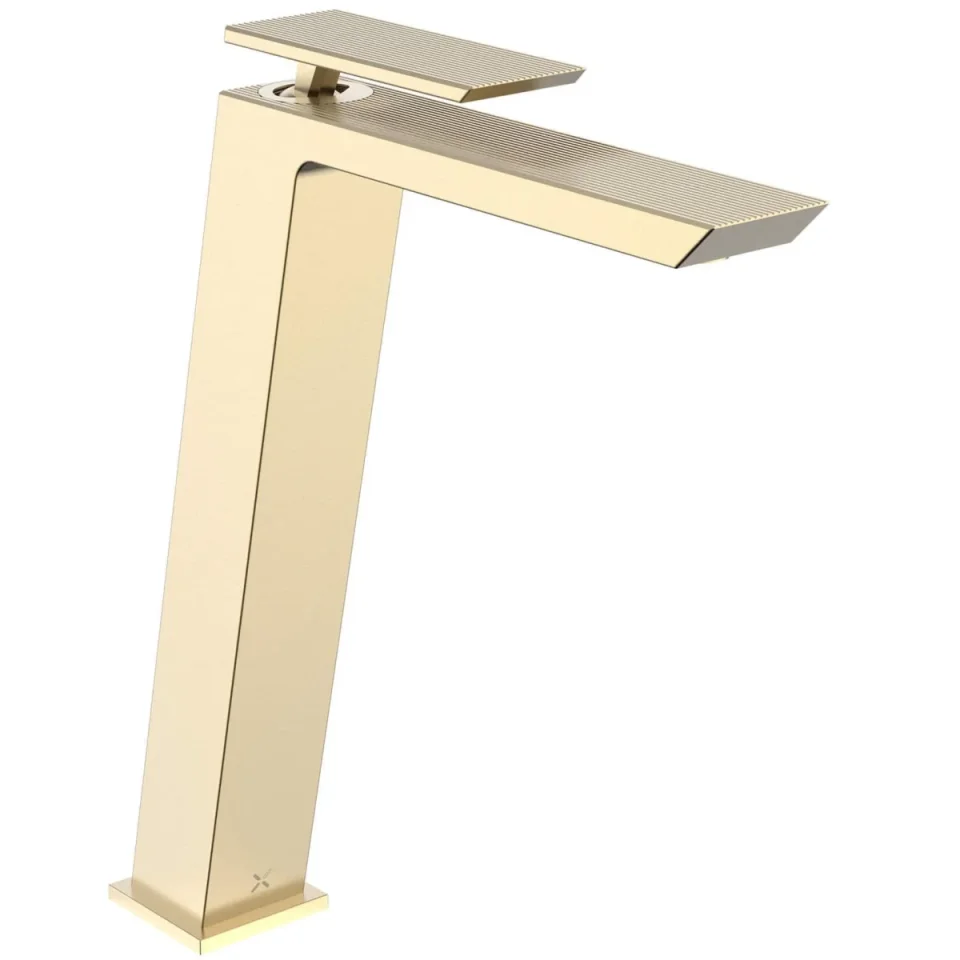 Crosswater Limit Tall Basin Monobloc Brushed Brass detail view - Image 1