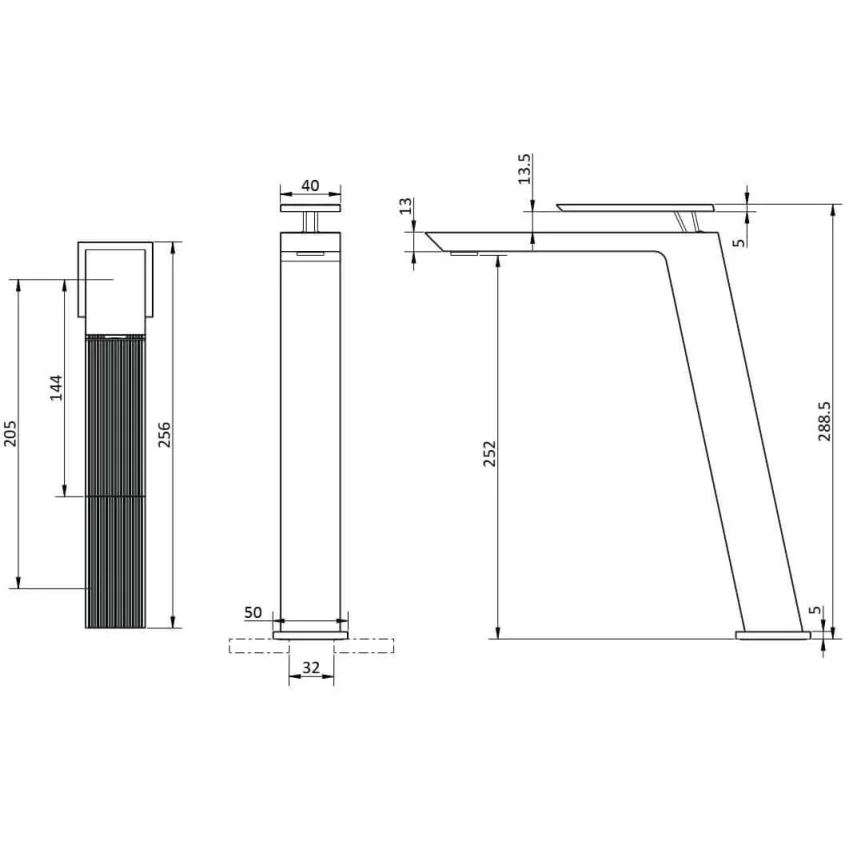 Crosswater Limit Tall Basin Monobloc Brushed Brass detail view - Image 2