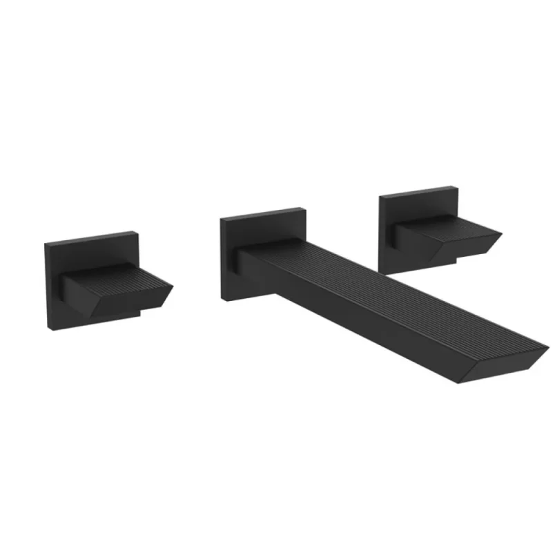Crosswater Limit 3 Hole Basin Set Matt Black detail view - Image 1