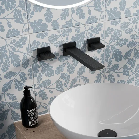 Crosswater Limit 3 Hole Basin Set Matt Black detail view - Image 2