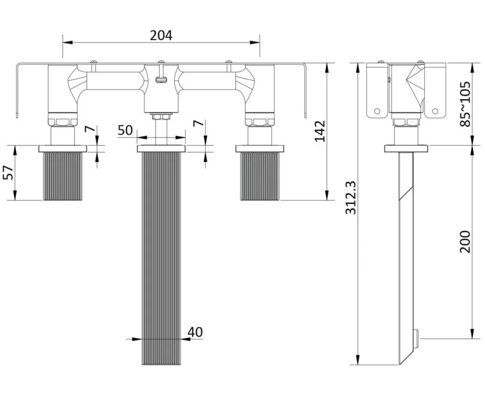 Crosswater Limit 3 Hole Basin Set Matt Black detail view - Image 3