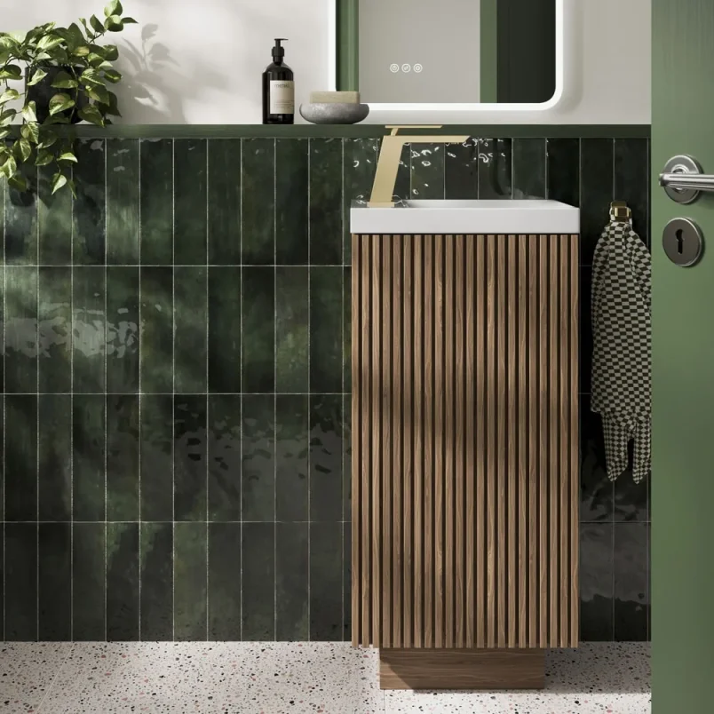 Crosswater Limit 400mm Cloakroom Floorstanding Door Unit Royal Walnut detail view - Image 2