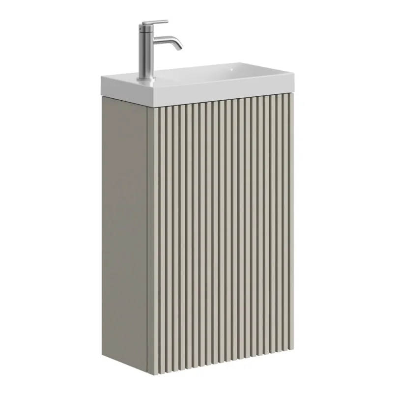 Crosswater Limit 400mm Cloakroom Wall Hung Door Unit Warm Stone detail view - Image 1