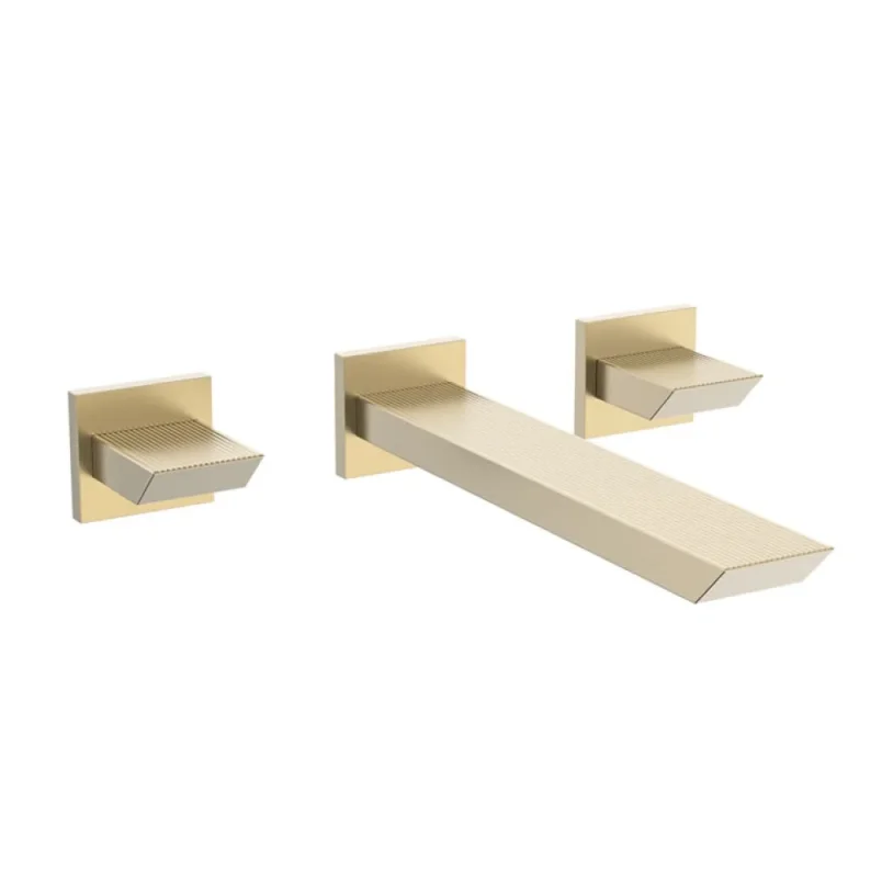 Crosswater Limit 3 Hole Basin Set Brushed Brass detail view - Image 1