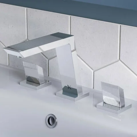 Crosswater Limit 3 Hole Basin Set Chrome detail view - Image 2