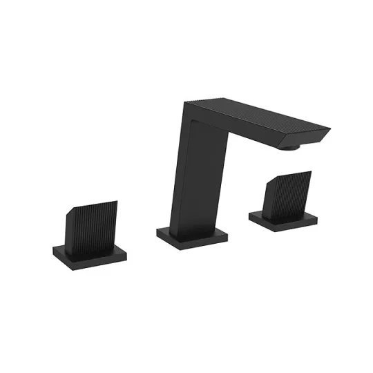 Crosswater Limit 3 Hole Basin Set Matt Black detail view - Image 1