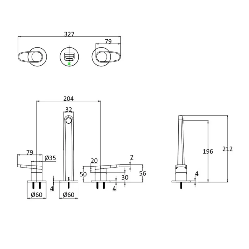 Crosswater Lazo Basin 3 Hole Set Chrome detail view - Image 2