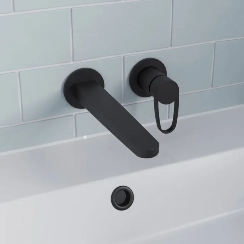 Crosswater Lazo 2 Hole Basin Set Matt Black detail view - Image 3