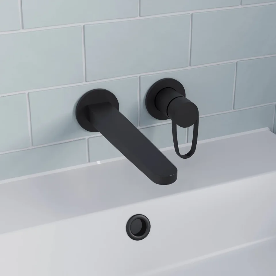 Crosswater Lazo 2 Hole Basin Set Matt Black detail view - Image 1