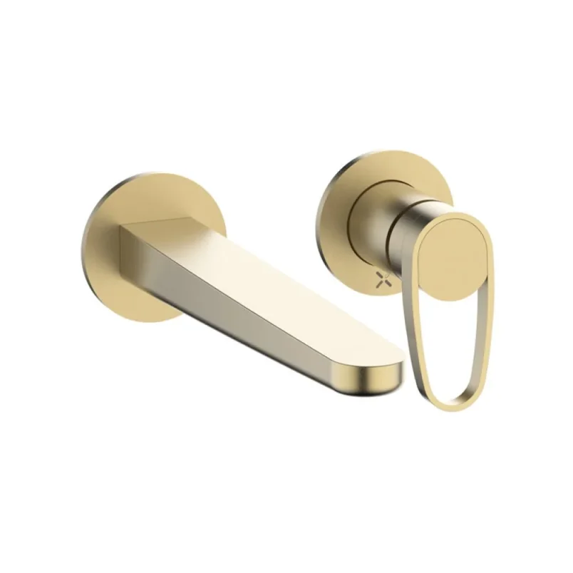 Crosswater Lazo 2 Hole Basin Set Brushed Brass detail view - Image 1