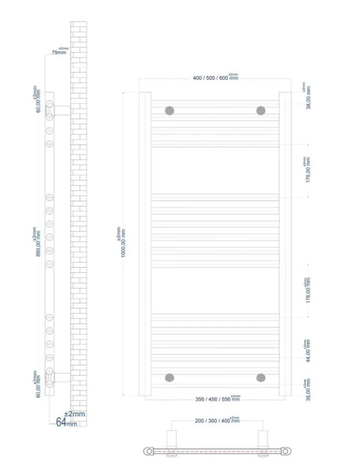 Eastbrook Wingrave 1000 X 600 Straight Multirail Matt White - Image 2