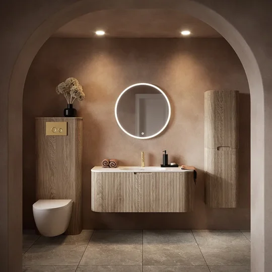 Crosswater Infinity Illuminated Mirror 700 Brushed Brass detail view - Image 2