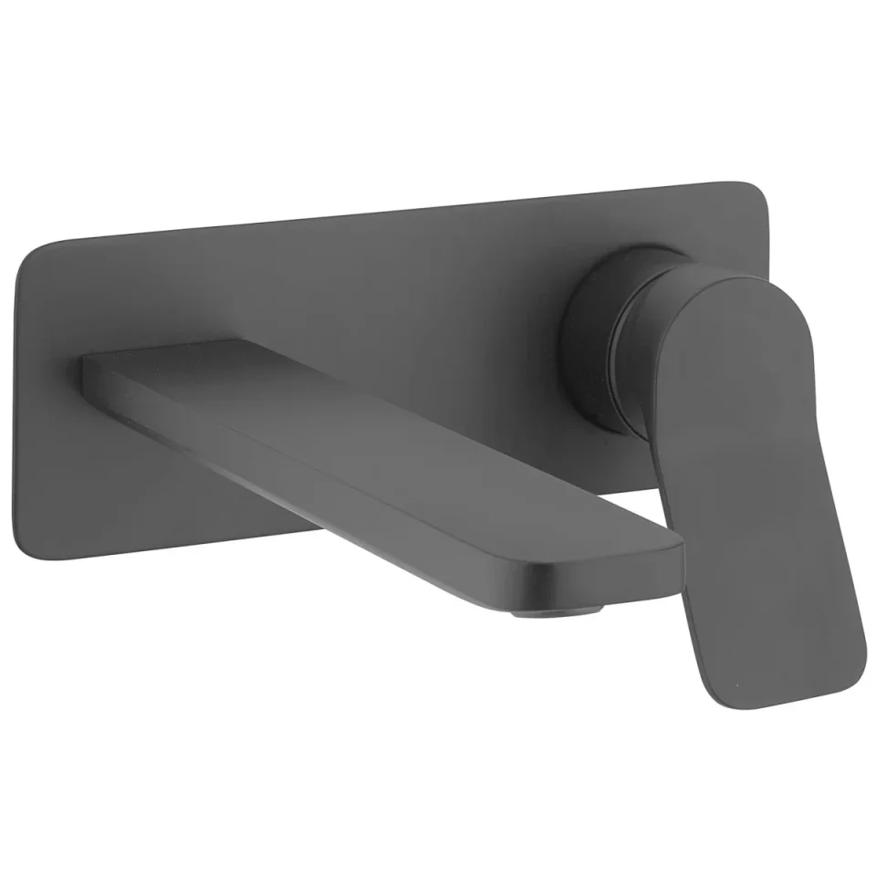 Crosswater Glide II Basin Set Single Plate Wall Mounted Slate detail view - Image 1