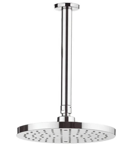 Crosswater Fusion Fixed Head 200mm & Ceiling Arm Round Chrome detail view - Image 1